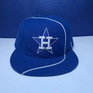 Houston Astros Fitted Baseball Cap Hat 7 3/8 Blue Cooperstown Collection MLB